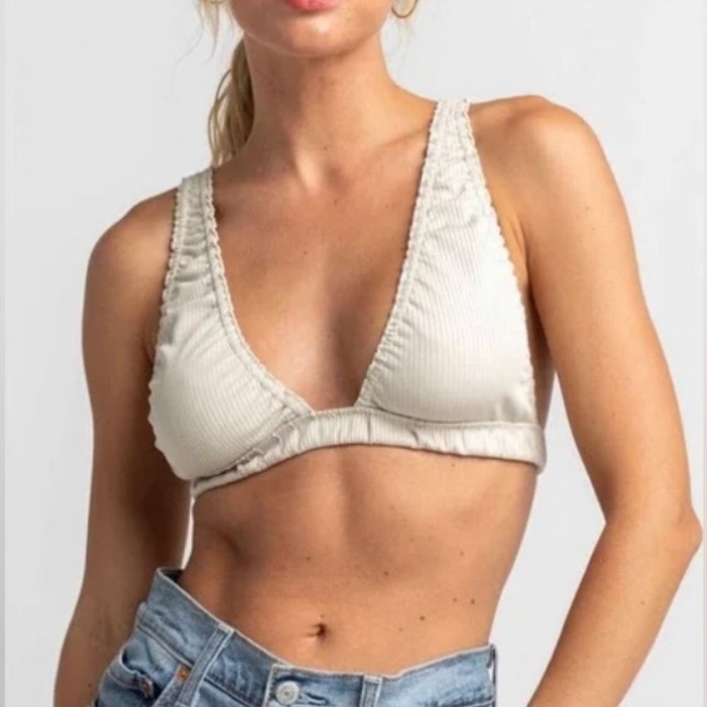 NWT Free People Wait & See Stripe Ruched Bralette. Light Blue. XS. Free - Picture 7 of 12